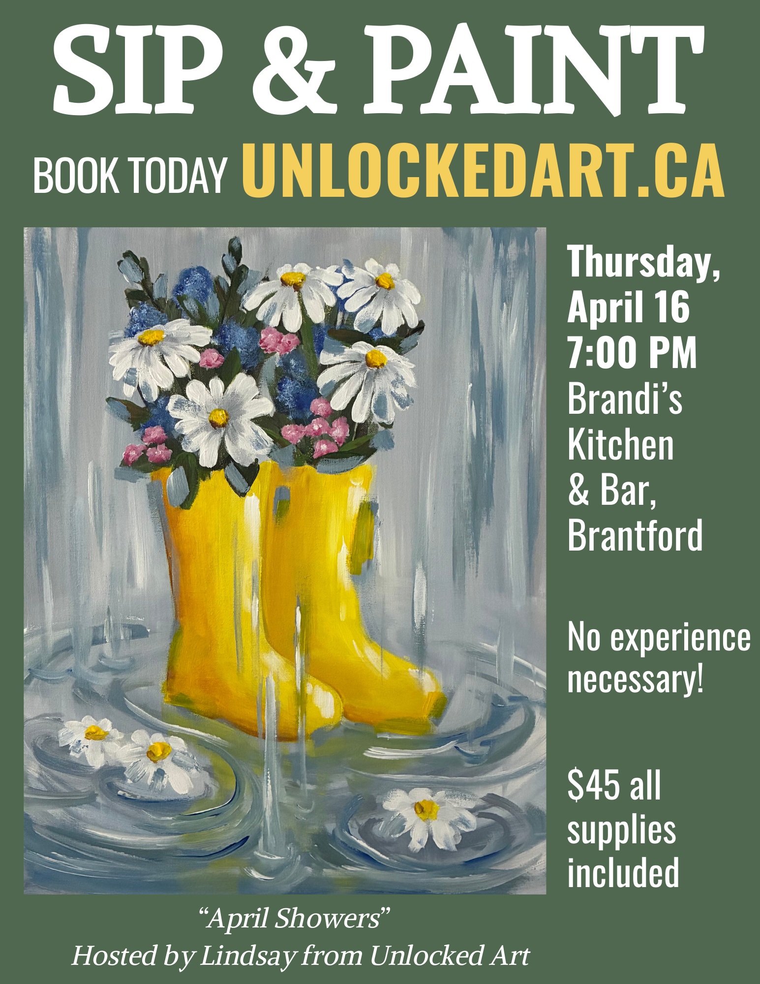 *** SOLD OUT *** April Showers, Thurs April 16, 7PM at Brandi's Kitchen & Bar, Brantford