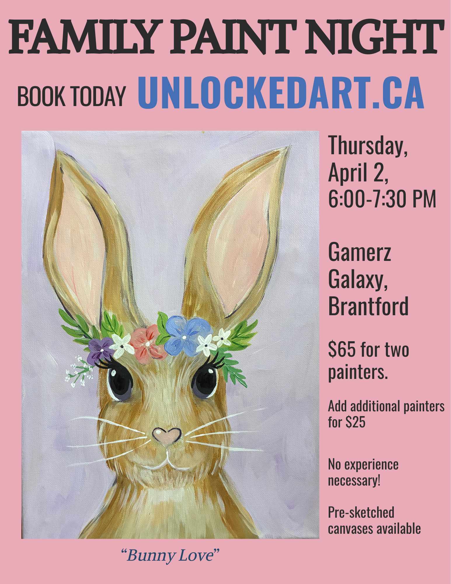 Bunny Love, Thurs April 2, 6:00 PM at Gamerz Galaxy, Brantford